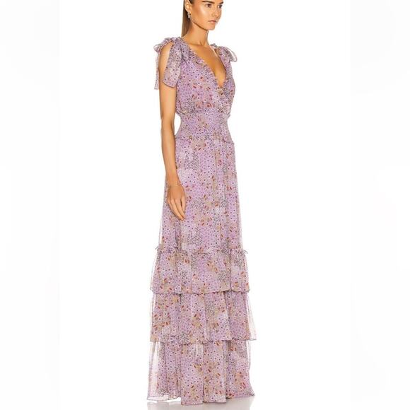 Alexis Clemence Tiered Ruffle Maxi Dress Purple Bouquet sz Xs - Picture 3 of 10